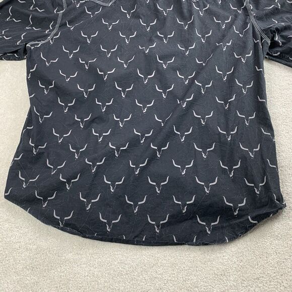 Rock & Roll Shirt Men XXL Steer All Over Print Western Pearl Snap Cowboy Rodeo - Picture 6 of 11